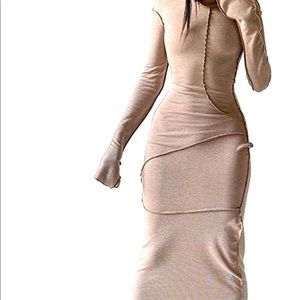 BYDIVA 2021 Fashion Hoodie Contrast Seam Patchwork Bodycon Maxi Dress Streetwear
